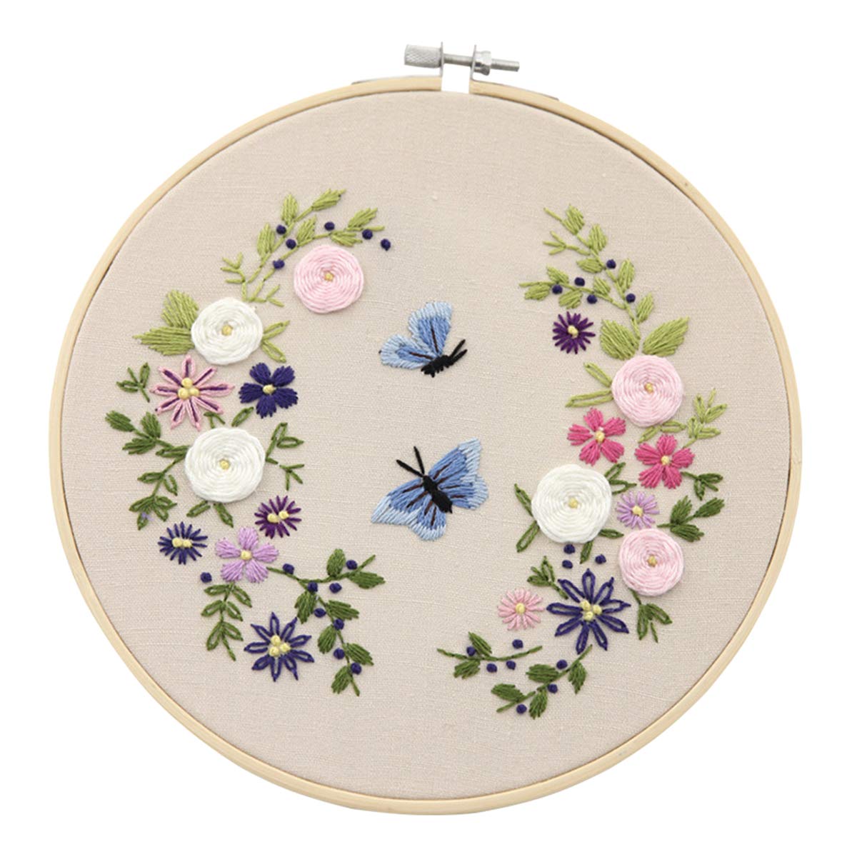 SunshineFace Embroidery Starter Kit for Beginners - Complete Cross Stitch Kit with Floral Patterns, Embroidery Cloth, Bamboo Hook & Tools | Perfect DIY Craft Gift for Adults & Kids | Home Decor, Wall Art & Relaxation Activity