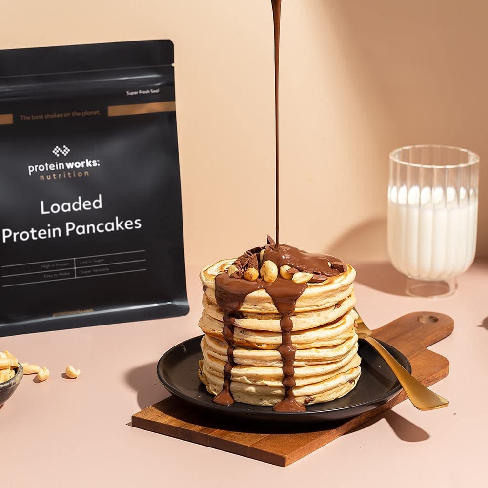 Protein Works - Loaded Protein Pancake Mix | Premium High-Protein Pancake Powder | Whey Protein Pancakes | 8 Servings (500g) | Natural Ingredients | Perfect for Breakfast, Post-Workout & Keto Diet