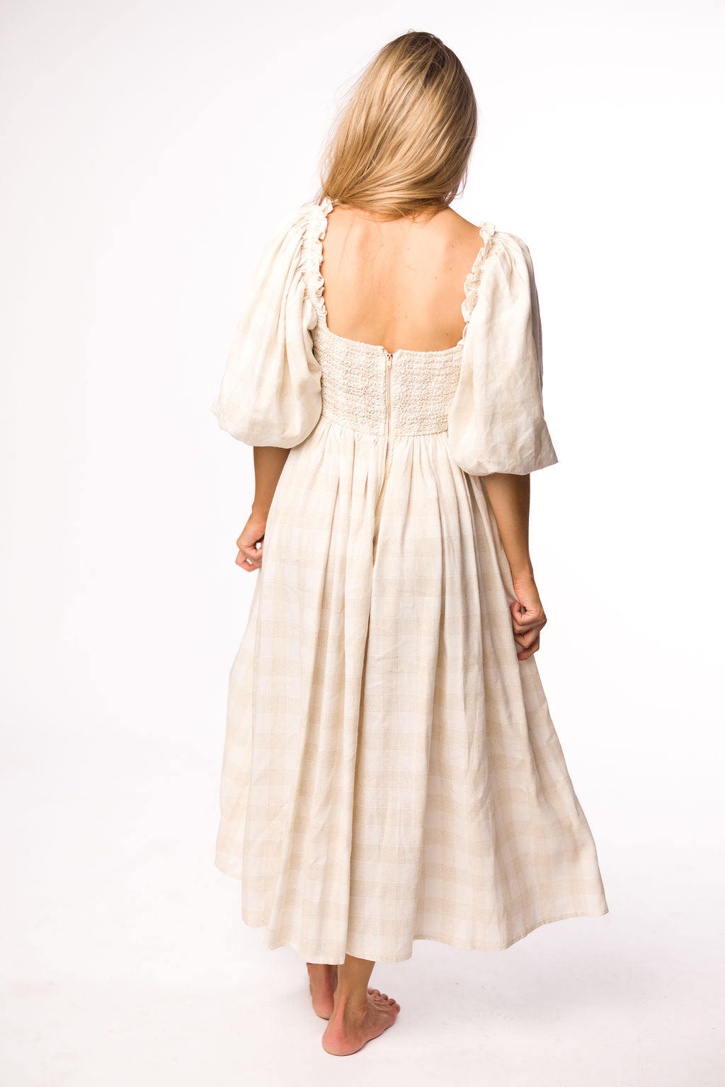 Harlow Maxi Dress in Natural Plaid - Bump Friendly Maternity Dress (Sizes S-3XL) for Pregnancy, Nursing & Postpartum Wear | Perfect for Baby Showers, Brunch & Casual Outings