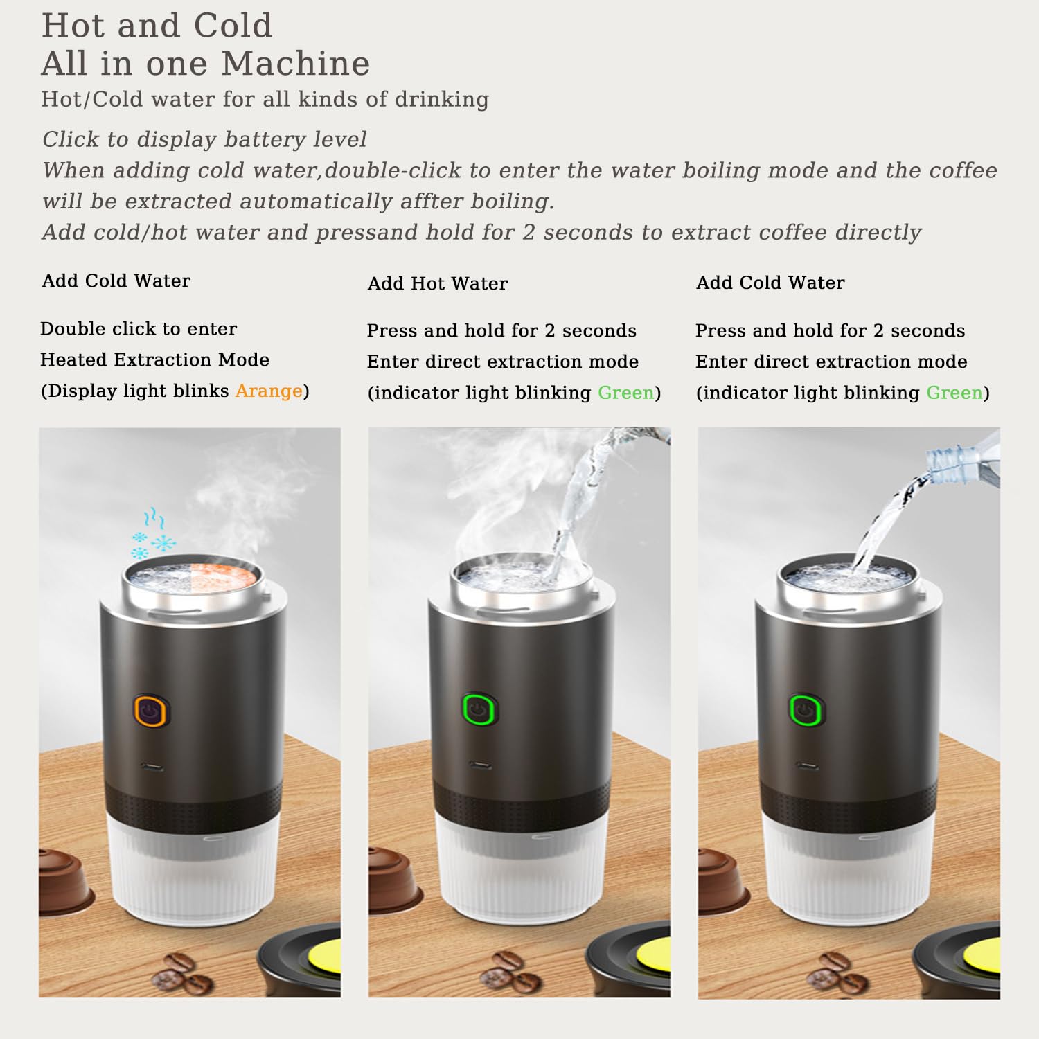 XVWJ Sliver Portable Coffee Maker - Compact Electric Espresso Machine with Battery Operation, Self-Heating Travel Coffee Maker for Camping, Office & Car Use