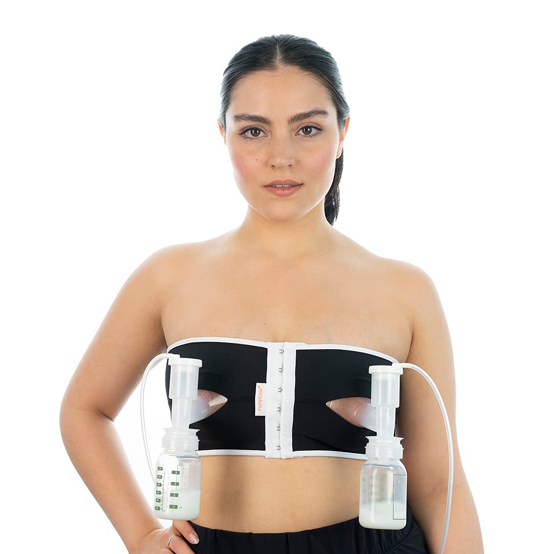 Snugabell PumpEase Hands-Free Breast Pumping Bra - Adjustable Spandex Bustier for Double Pump Support | Perfect for Working Moms & Nursing at Home