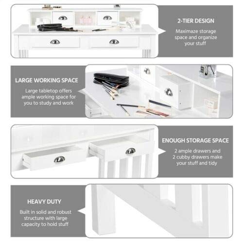 AlphaBaby Writing Desk - Home Study Office Computer PC Table with Storage, 4 Drawers & Shelf - Perfect for Kids Room, Homeschooling & Small Space Workstation