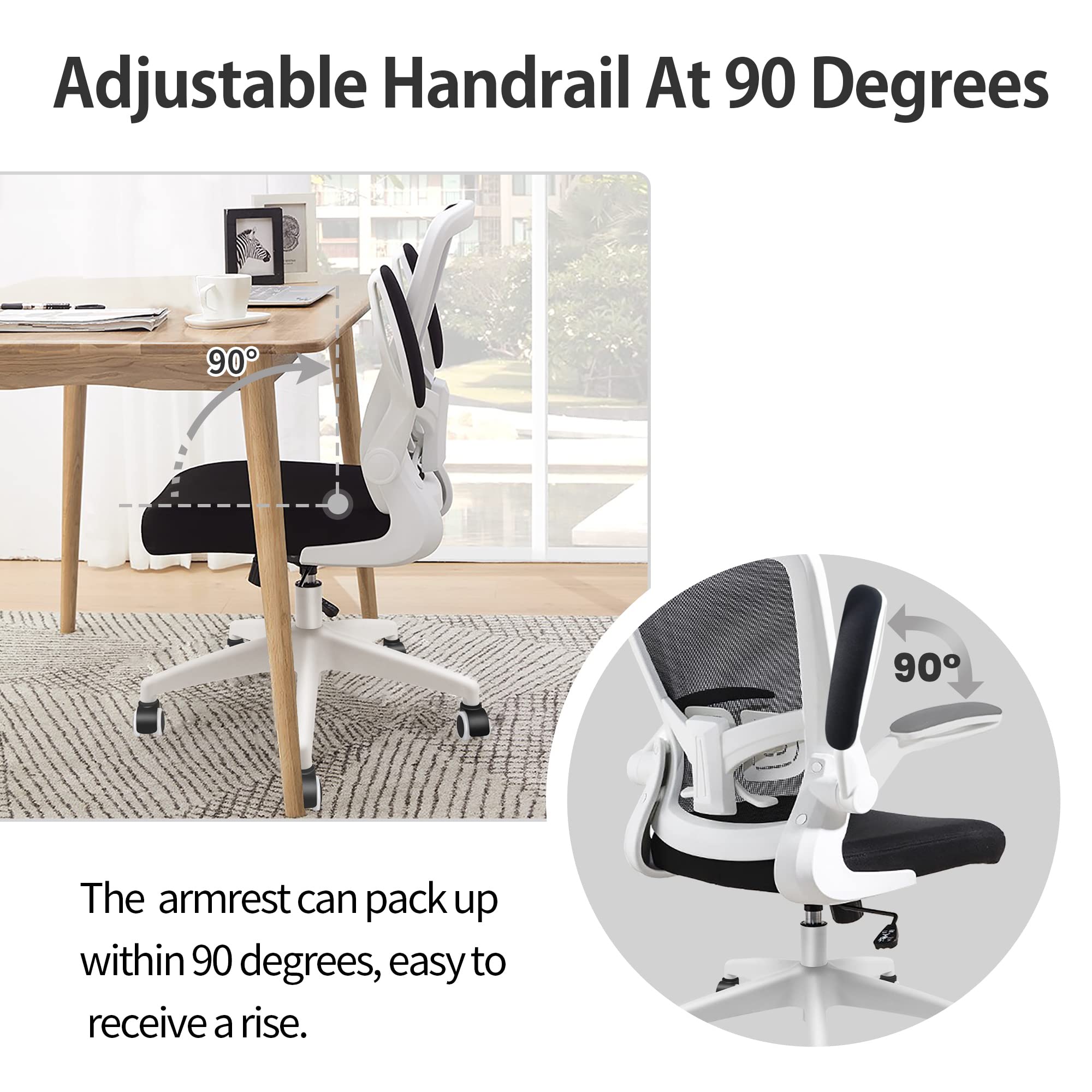 FelixKing Ergonomic Office Chair - Adjustable Height Swivel Desk Chair with Lumbar Support & Flip-Up Armrests for Home Office, Gaming, Conference Room (White) - Perfect for Long Work Hours & PC Gaming Sessions