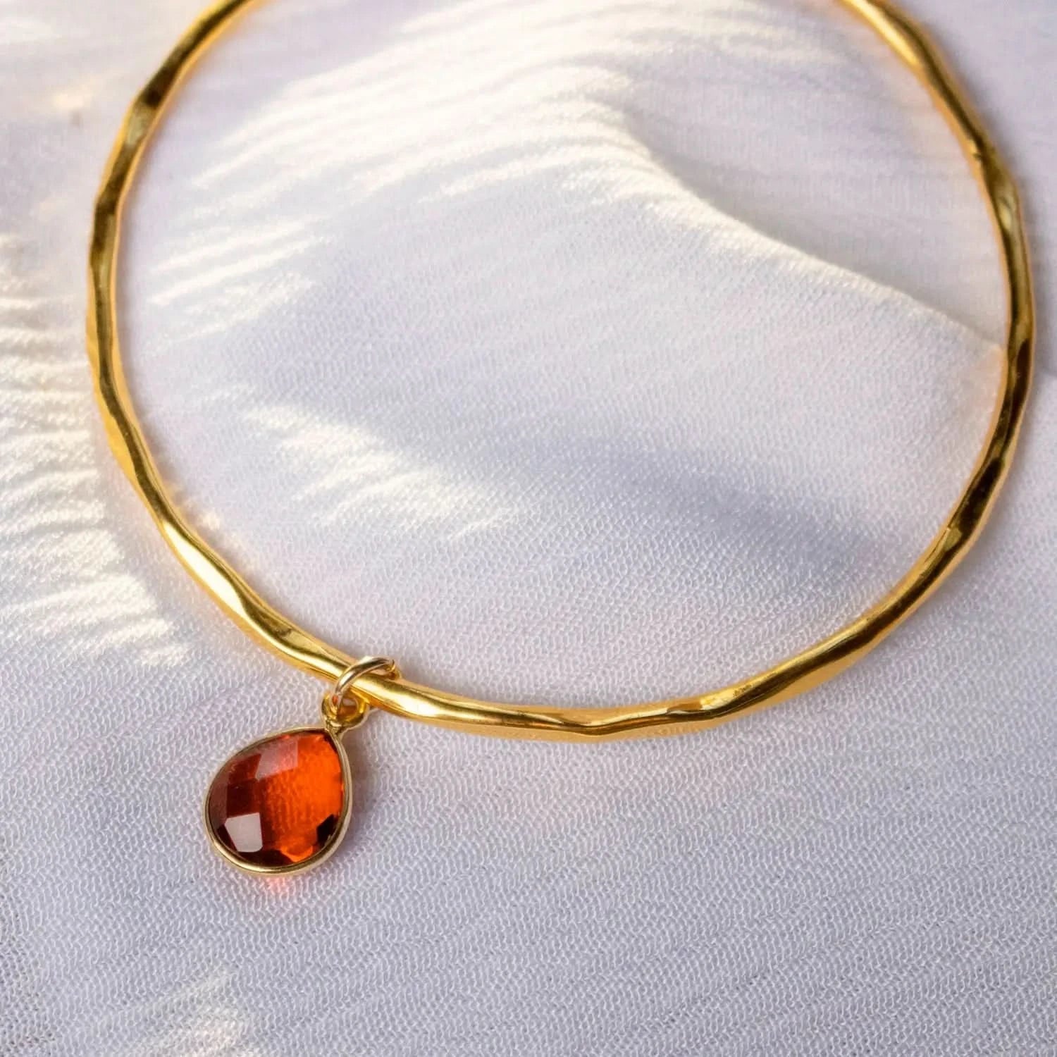 **Carnelian Charm Bangle - 14K Gold July Birthstone Bracelet for Women - Perfect for Gifts, Birthdays & Everyday Elegance**