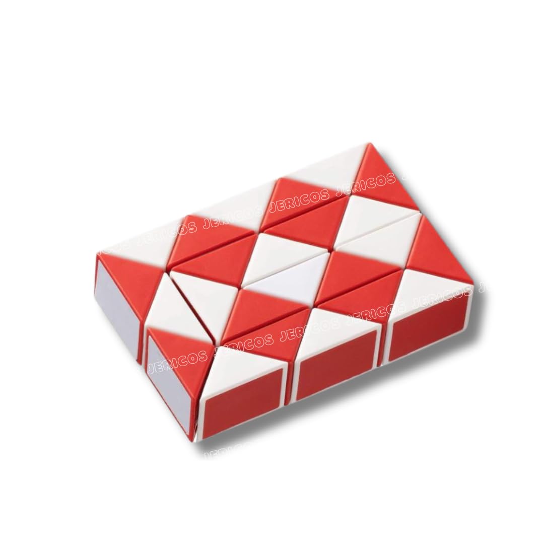 Magic Snake Cube Puzzle - 24 Block Geometric Shape Twister Toy for Kids Learning & Fun Playtime | Educational STEM Toy for Boys & Girls Ages 2-5 | Brain Teaser Game for Classroom, Travel & Family Bonding (Red)