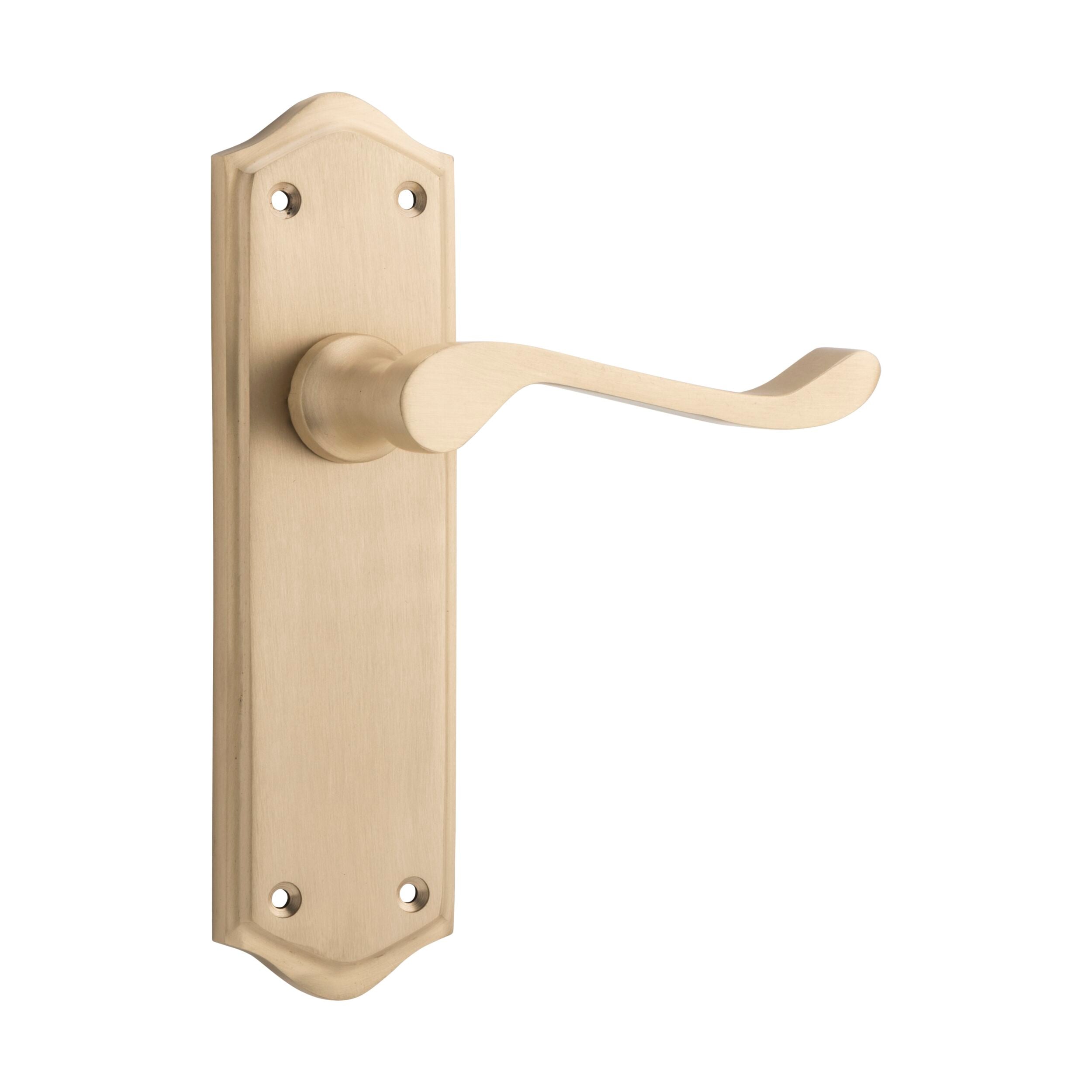 6633 Satin Brass Door Lever Henley Latch Pair - H180xW50xP58mm - Perfect for Bedroom, Bathroom & Interior Doors