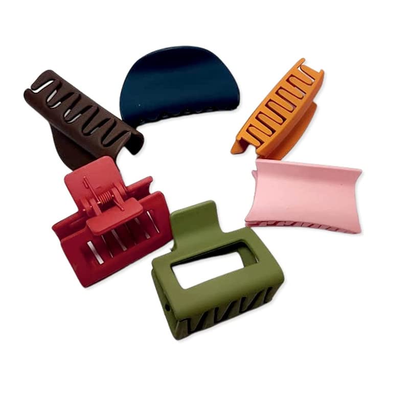 PANAAKHI 6-Pack Acrylic Hair Claw Clips for Women & Girls - Colorful Hair Clutchers for Ponytails, Buns & Updos - Non-Slip Hair Accessories for Daily Use, Work & Special Occasions