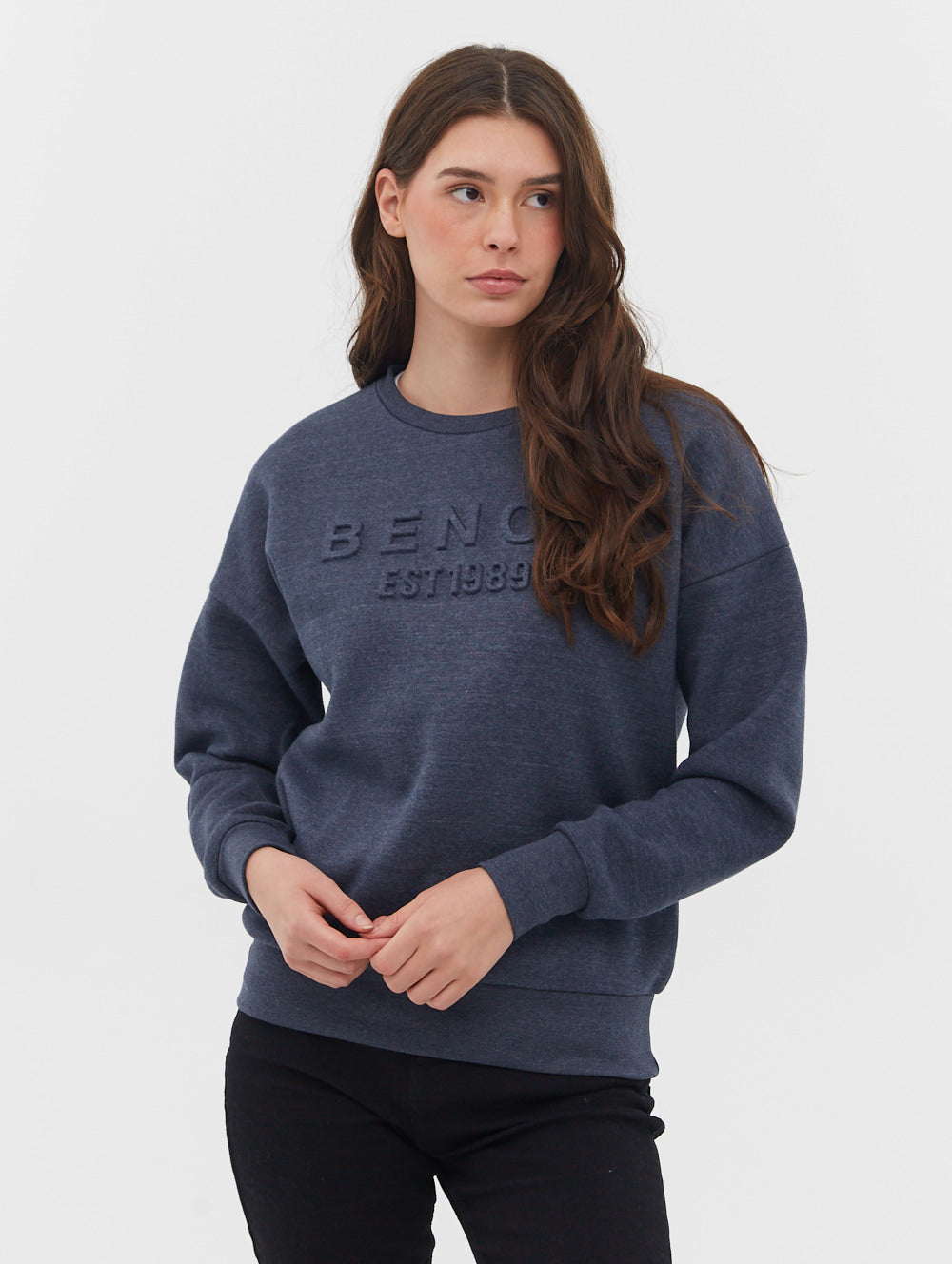 Avyanna Embroidered Logo Crewneck Sweatshirt for Women - Soft Cotton Pullover with Stylish Design - Perfect for Casual Outfits, Lounge Wear & Street Style Fashion
