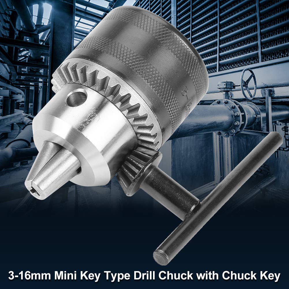 Hilitand 3-16mm Drill Chuck with Mini Key - B16 Arbor for Power Drills, Lathes & Drill Presses | Perfect for Woodworking, Metalworking & DIY Projects