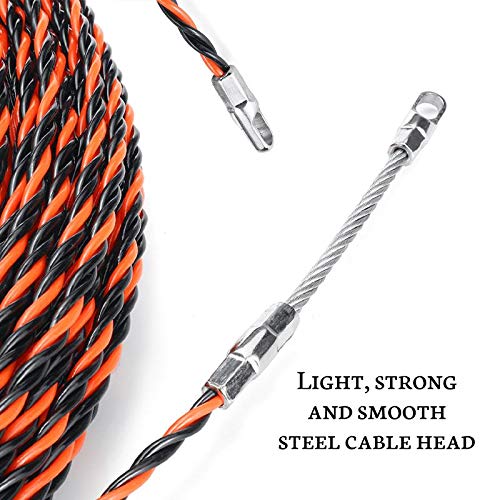 5mm Fiberglass Fish Tape Cable Puller - 16FT Electric Wire Pulling Tool for Electrical Conduit & Duct Work - Perfect for Electricians & DIY Home Wiring Projects