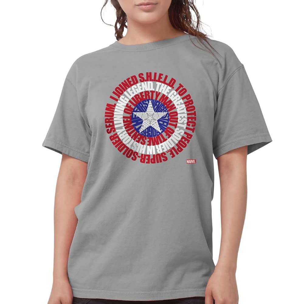 Captain America Word S Women's Comfort Colors Shirt | Superhero Graphic Tee | Casual Wear & Marvel Fan Gift