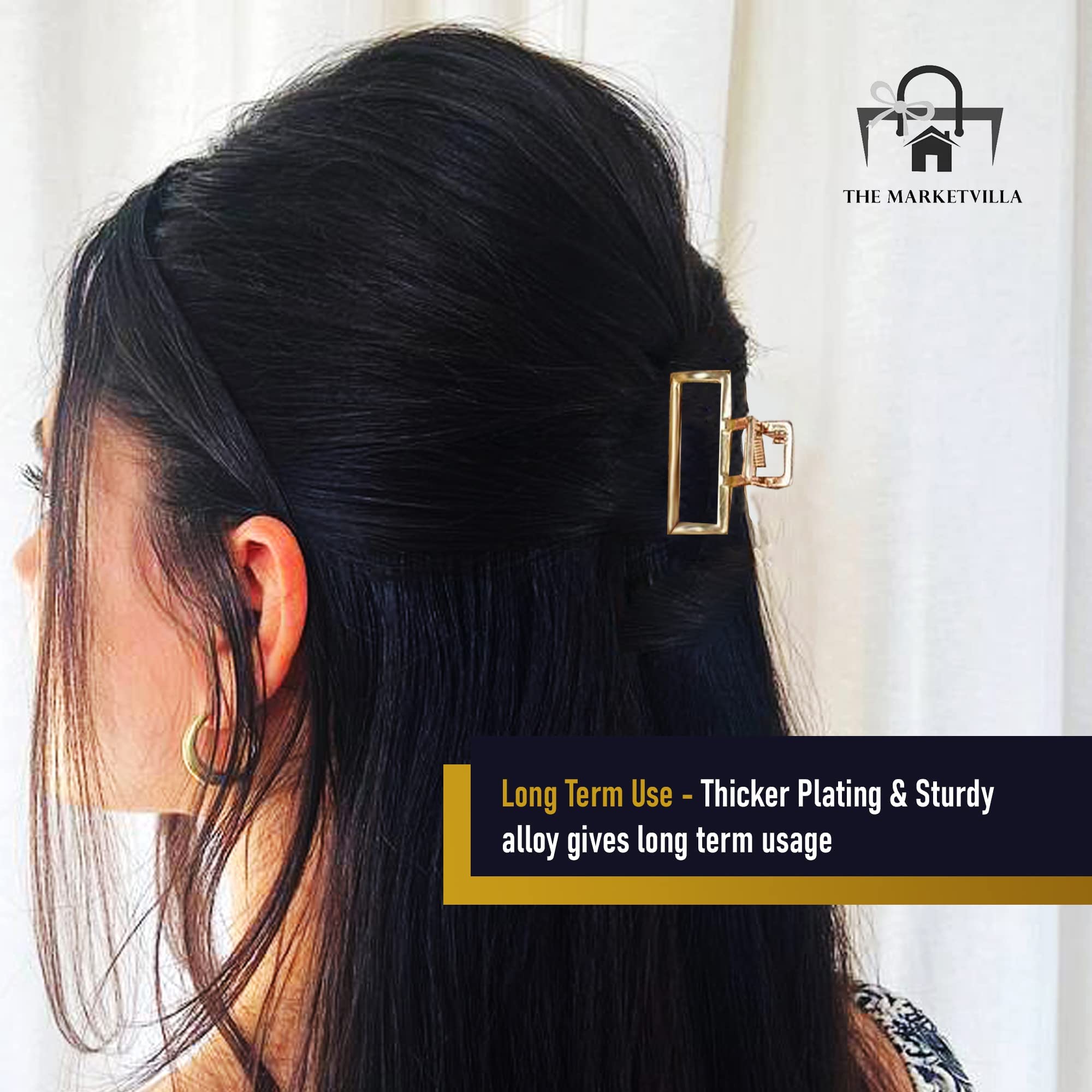 THE MARKETVILLA Hair Clips for Women & Girls - 8 Pack Hair Barrettes & Clutchers for Ponytails, Braids & Everyday Styling
