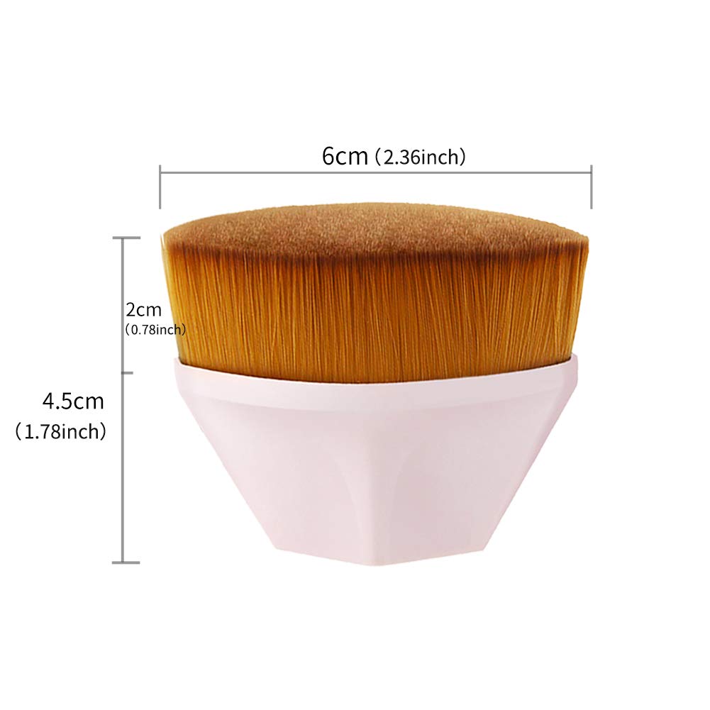 Professional Kabuki Makeup Brush - Flat Top Foundation Brush for Liquid, Cream & Powder - Soft Synthetic Fiber Face Blending Brush (Pink with Protective Case) - Perfect for Airbrush Finish & Everyday Makeup Application