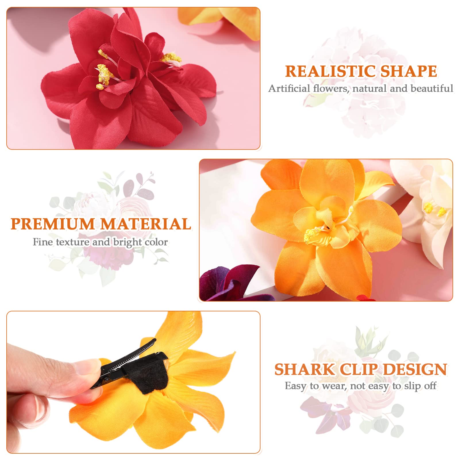 PRETYZOOM 5pcs Orchid Hair Claw Clips - Floral Hair Accessories for Women & Girls, Tropical Flower Hairpins, Headpiece for Weddings, Parties & Everyday Style