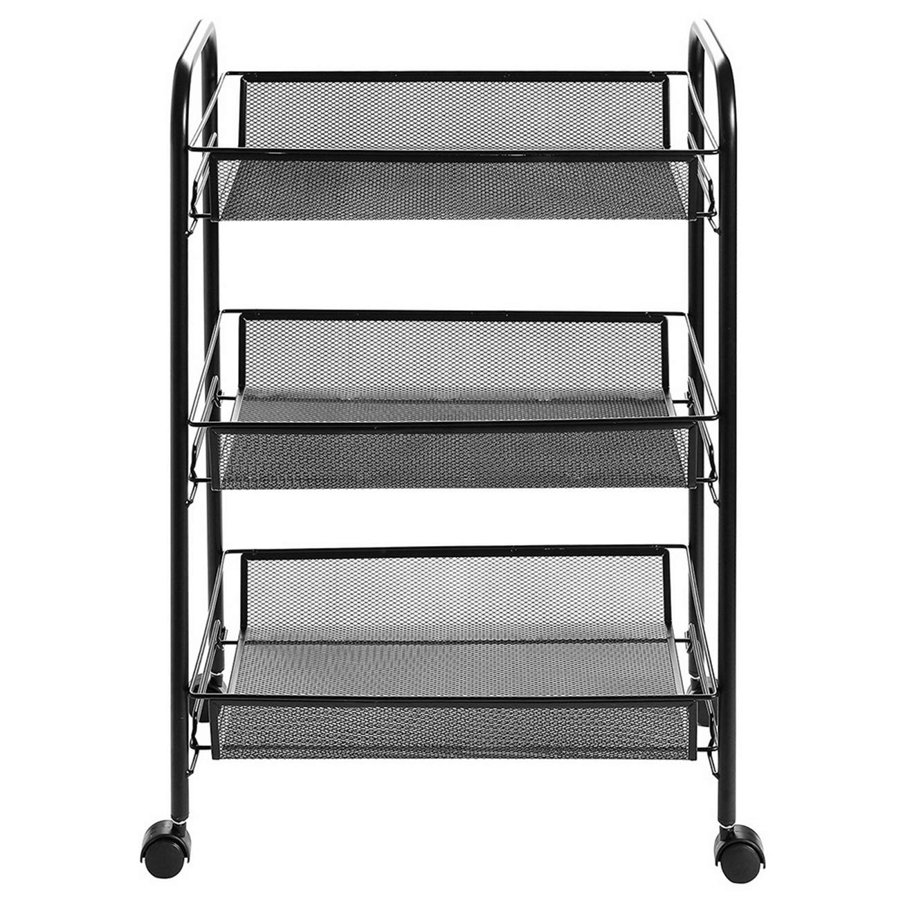 MITPATY 3-Tier Honeycomb Mesh Storage Cart with Hooks - Black Space-Saving Organizer Shelf for Kitchen, Bathroom, Living Room | Perfect for Pantry Organization, Bathroom Essentials & Home Decor