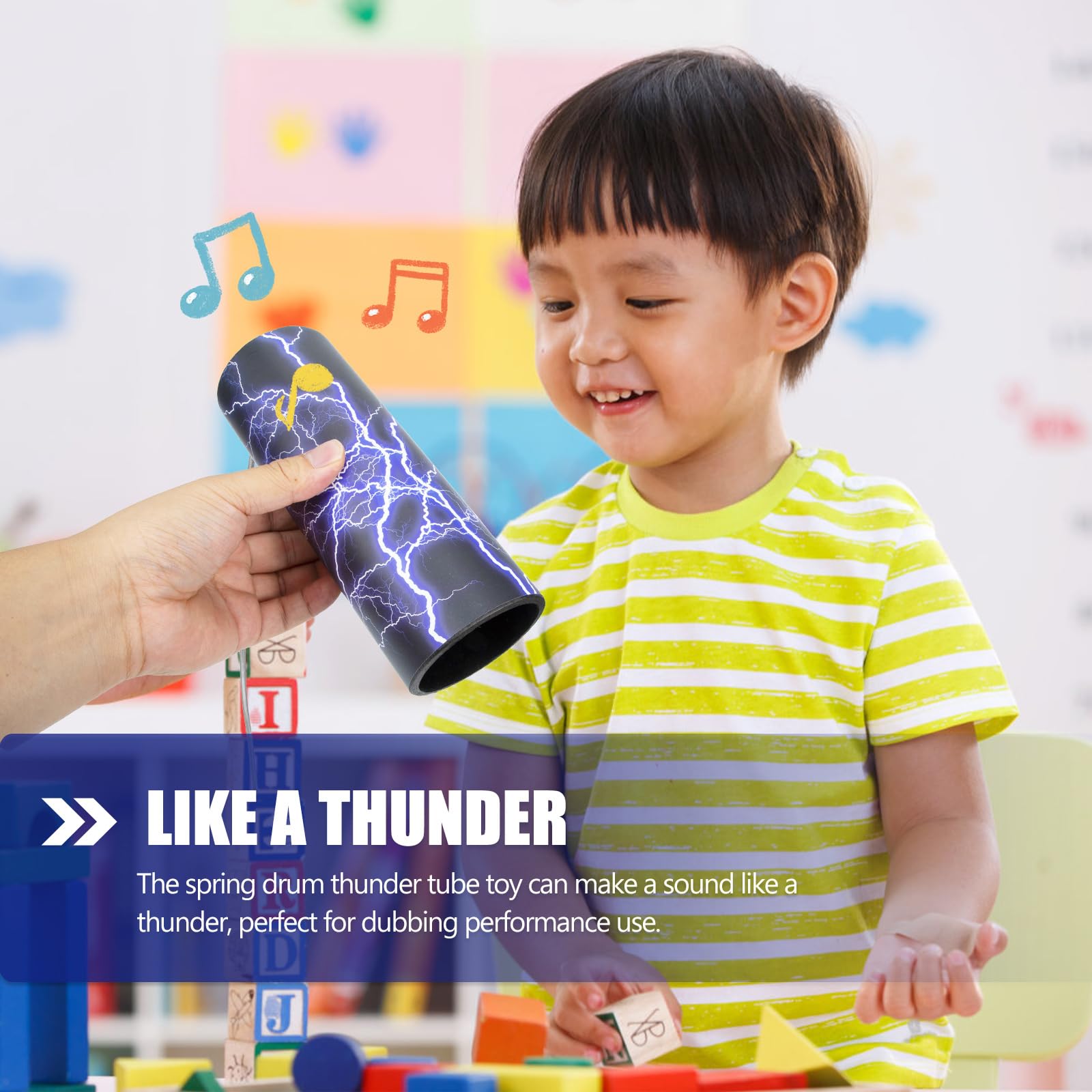 Alipis Thunder Drum - Thunder Sticks Noise Maker & Spring Drum Shaker Percussion Instrument - Musical Educational Toy for Kids - Perfect for Cheering, Classroom Activities & Music Therapy