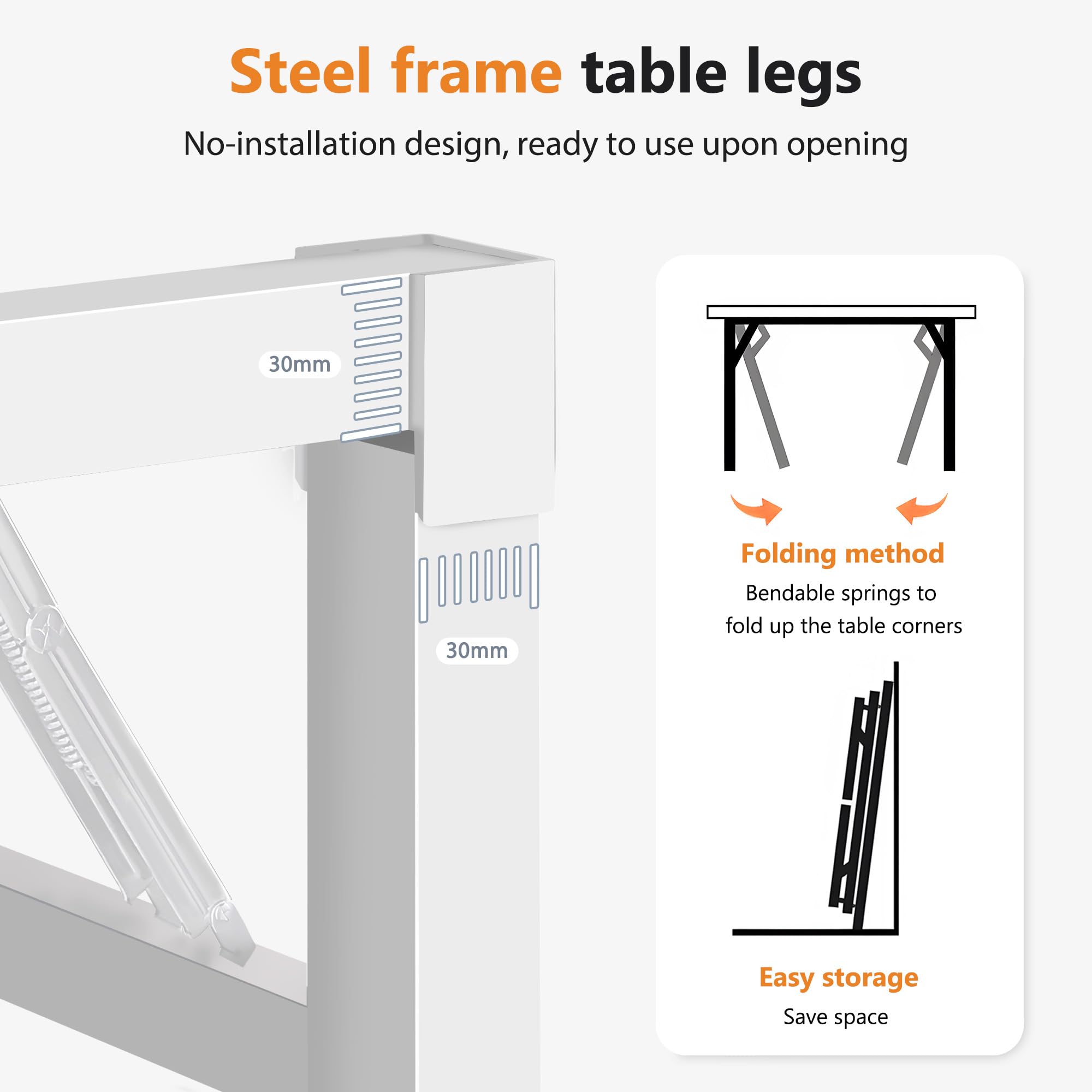 DlandHome 62 Inch Computer Desk - Sturdy Metal Frame Office Desk, Study Writing Table, No Assembly Required, White - Perfect for Home Office, Gaming & Remote Work