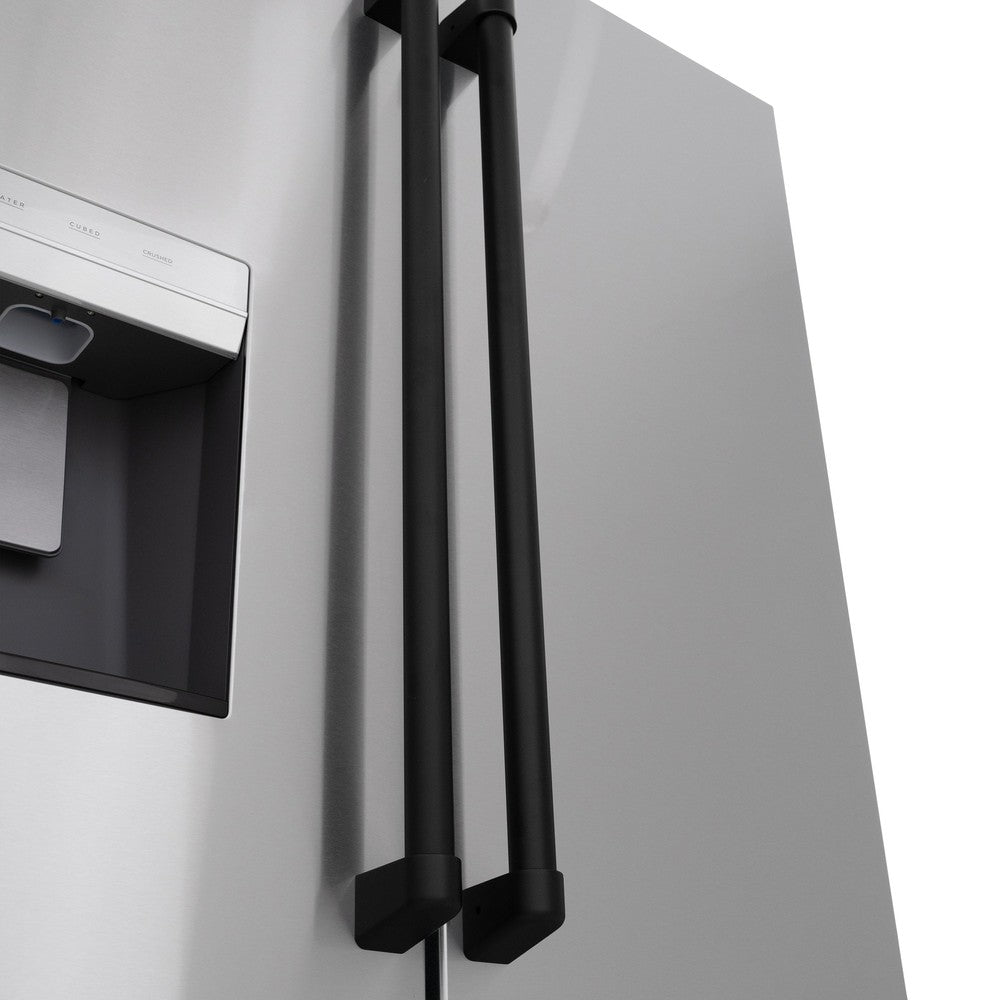 ZLINE Autograph Edition 36 Inch French Door Refrigerator - 28.9 cu.ft Capacity, External Water Dispenser, Dual Ice Maker, Fingerprint Resistant Stainless Steel with Matte Black Handles (RSMZ W 36 MB) - Perfect for Modern Kitchens, Entertaining & Large Family Storage