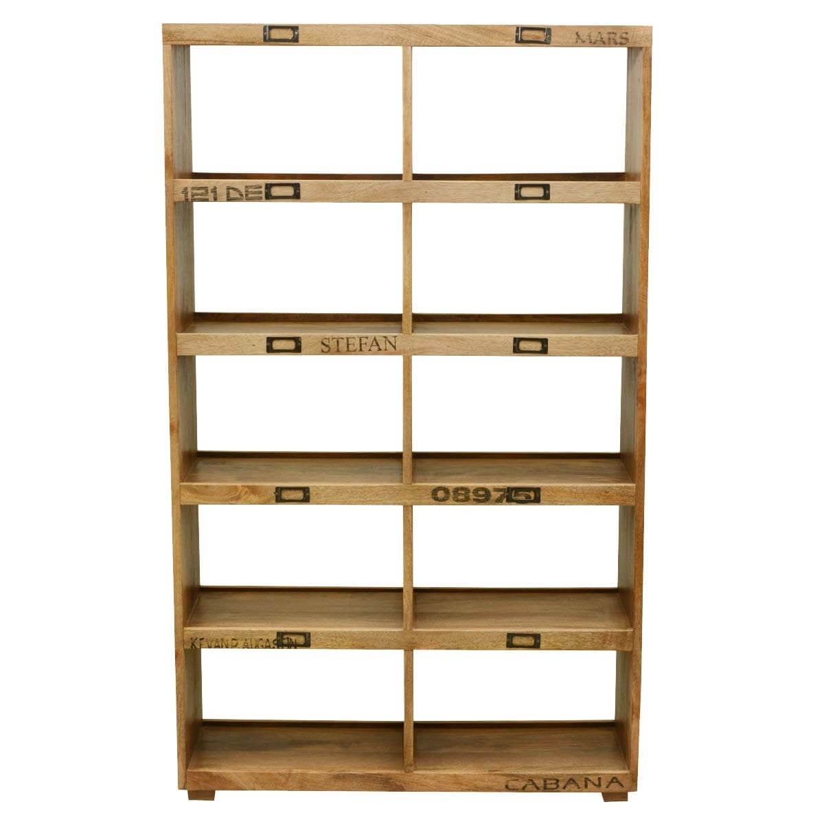 Rustic Solid Wood 10-Shelf Bookcase - Earth Industrial Open Cube Storage Shelf for Living Room, Office & Bedroom Organization