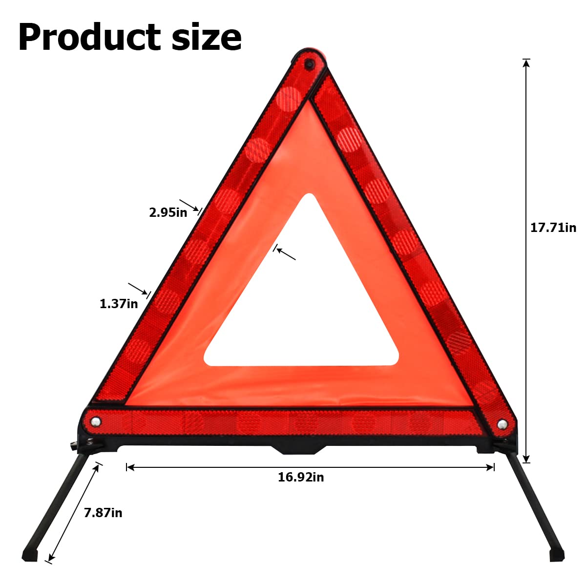 Foldable Reflective Warning Triangles for Cars - Emergency Road Safety Kit for Vehicle Breakdown & Slow Moving Vehicles | Ideal for Roadside Emergencies, Truck Safety & Hazard Visibility