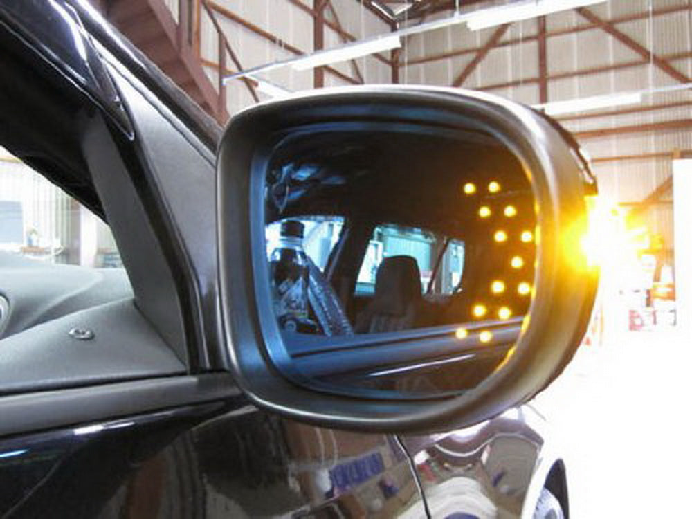 2 Pack Amber 14 SMD LED Arrow Turn Signal Lights for Car Side Mirrors - Waterproof Blinker Upgrade for Safer Lane Changing & Night Driving
