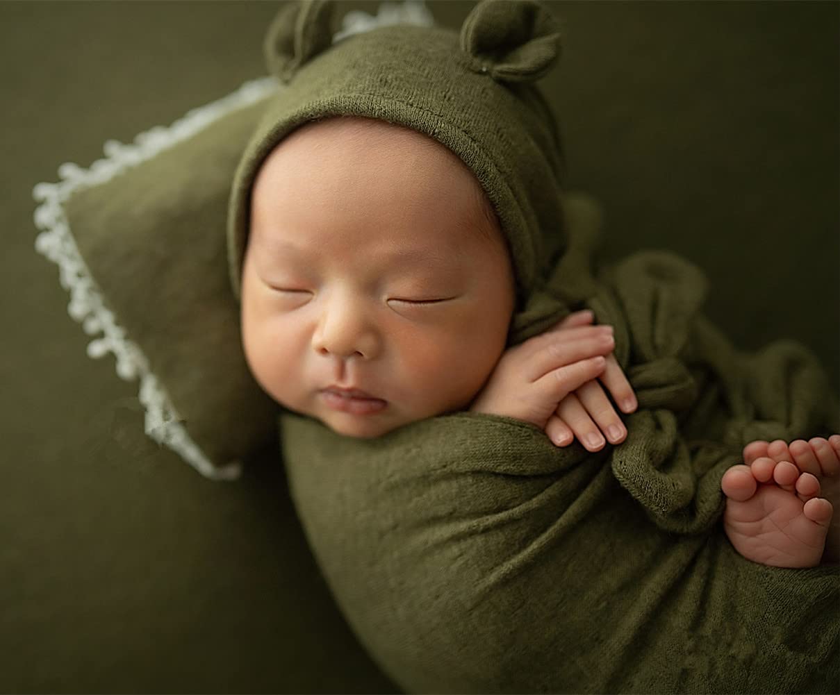 Vemonllas Newborn Photography Props Set - 4PCS Baby Boy Girl Bow Wrap, Posing Aid, Hat & Blanket | Perfect for Newborn Photo Shoots, Baby Showers & First Birthday Decorations