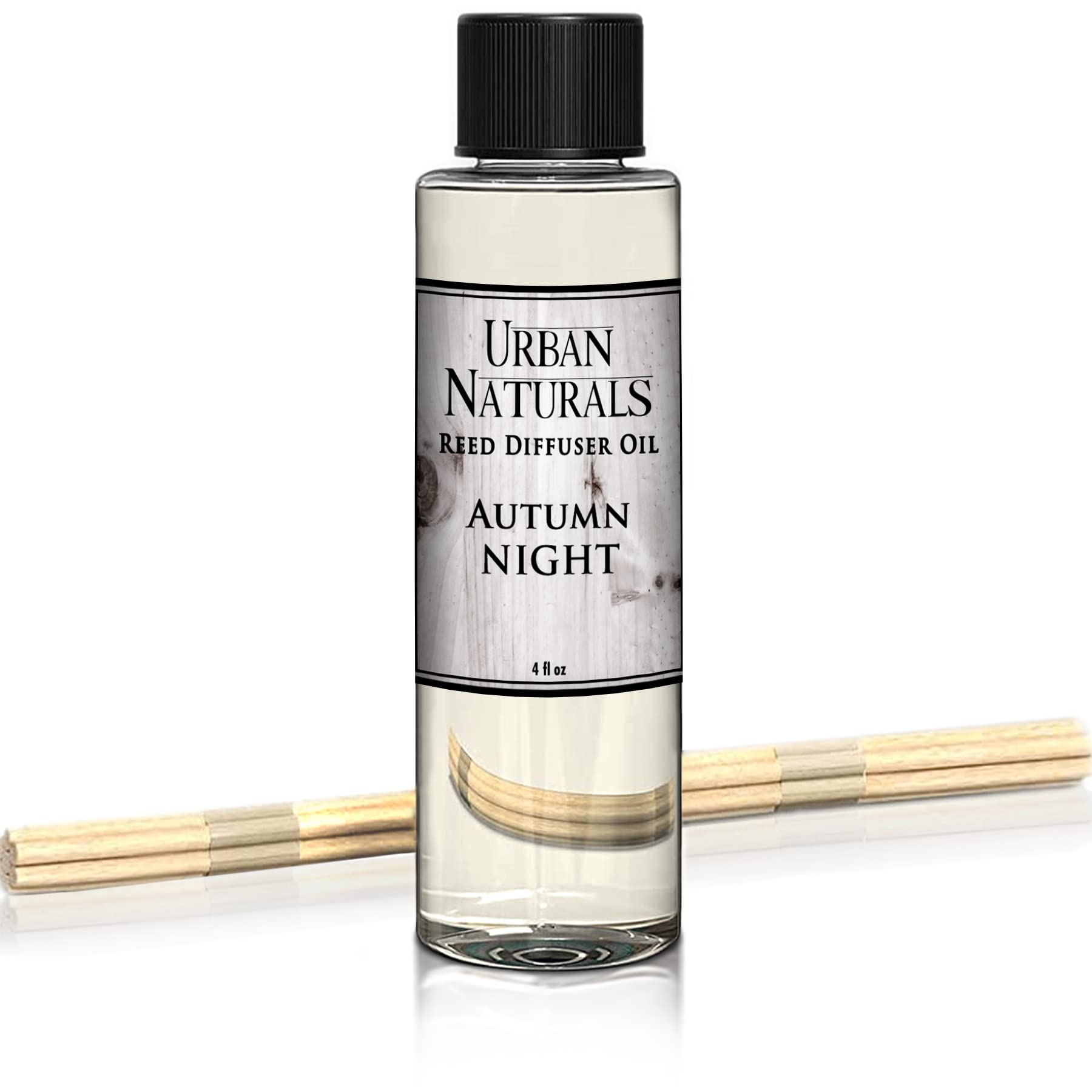 Urban Naturals Autumn Night Reed Diffuser Refill Oil - Woodsy Fall Scent with Cinnamon, Nutmeg, Clove, Apple, Cedar & Sandalwood | 4 oz Aromatherapy Essential Oil Set Includes Free Reed Sticks | Perfect for Home, Office, and Seasonal Decor