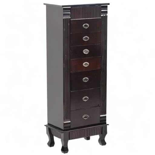 Karl Home Large Standing Jewelry Armoire Cabinet with 7 Drawers & 2 Doors - Wooden Jewelry Organizer with 16 Hooks & Flip Top Mirror, Dark Brown - Perfect for Bedroom, Closet & Dressing Room Organization