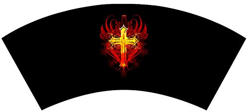 Premium 12-Oz Lowball Tumbler with Insulated Neoprene Cover - Red & Gold Cross Design - Perfect for Cocktails, Iced Coffee & Outdoor Drinking