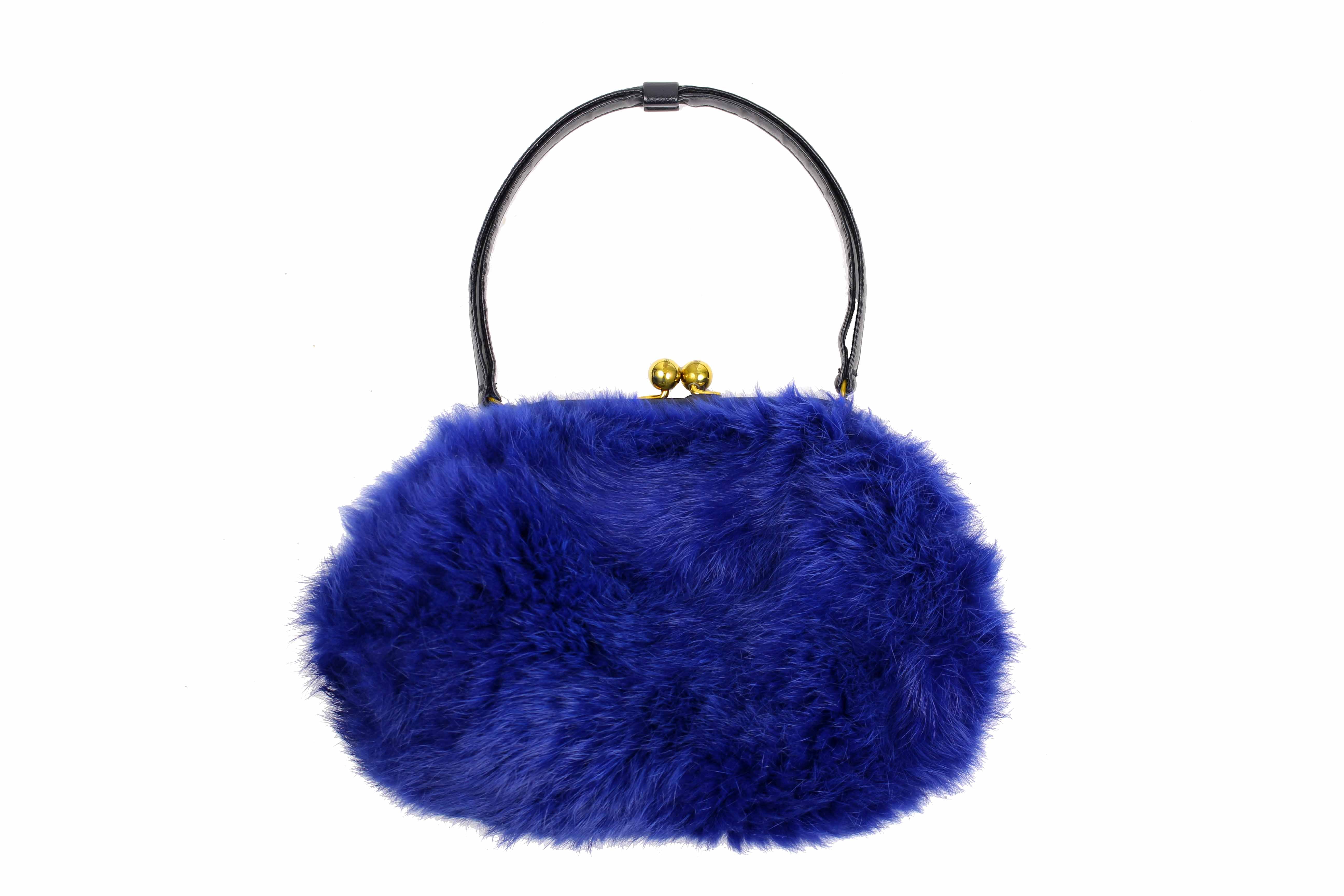 MORRIS MOSKOWITZ Blue Faux Fur Crossbody Purse for Women - Stylish Evening Bag for Parties, Date Nights & Special Occasions