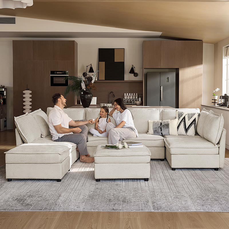 Harmetrix Oversized Soft Sectional Couch with Storage | Modern L-Shaped Sofa Bed with Hidden Compartment | Perfect for Living Room, Family Room & Small Spaces