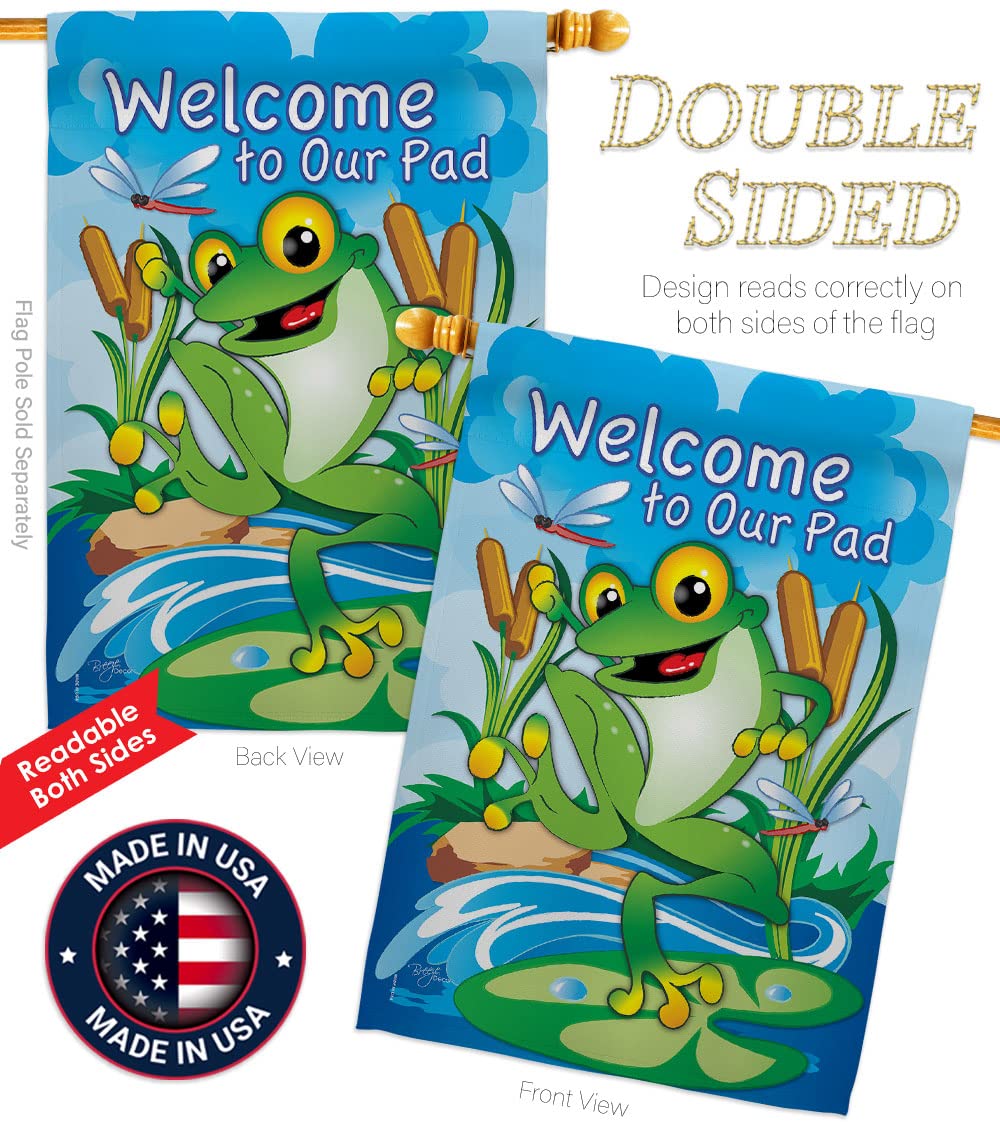Frog Nature Pets Decorative Vertical House Flag Set 28x40