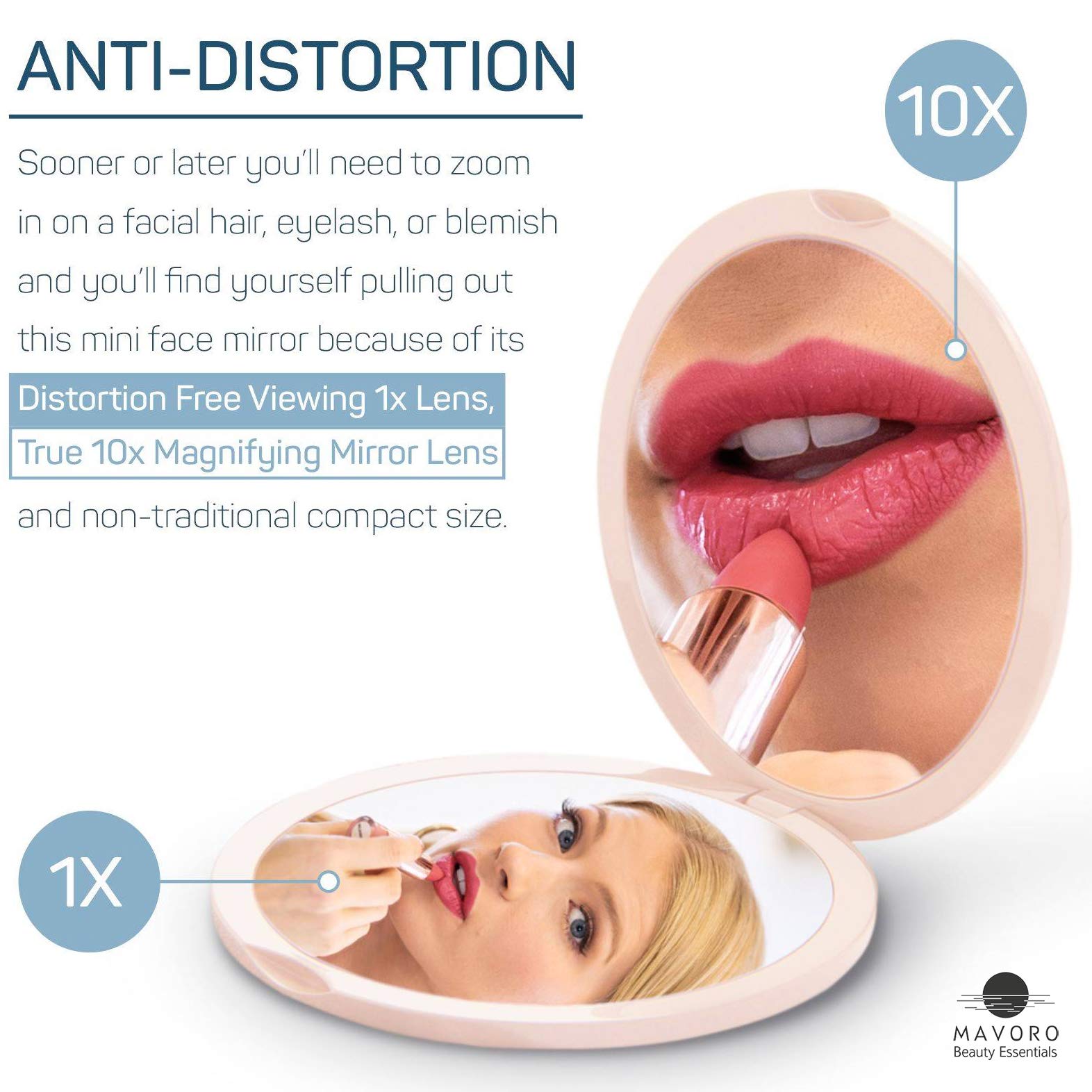 10x Magnification Compact Mirror for Makeup - Double Sided Travel Mirror with 1x/10x Zoom, 4 Inch Portable Folding Purse Mirror Distortion Free (Millennial Pink) | Perfect for Travel, Touch-ups & Professional Makeup Application