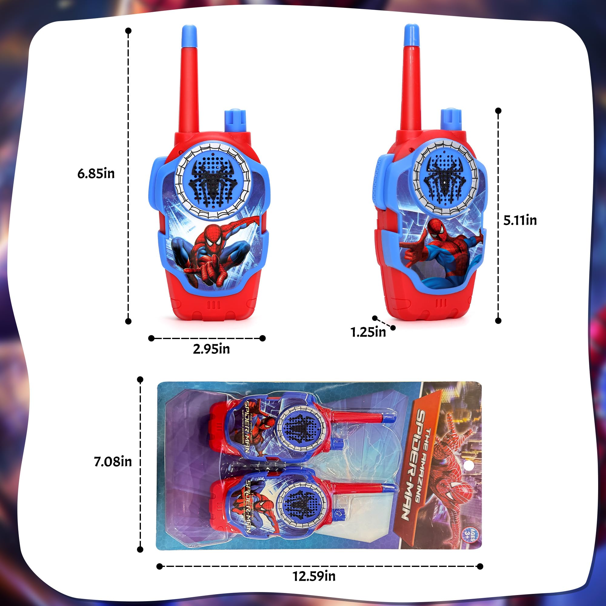 Spider-Man Walkie Talkies for Kids - 2 Pack Superhero Walkie Talkie Toys for Boys & Girls, Indoor Outdoor Adventure Play, Birthday Gifts for Children (Great for Backyard Exploration, Camping & Role Play)