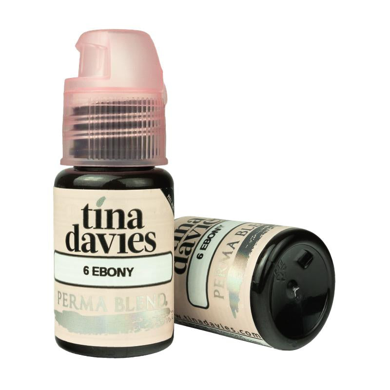Perma Blend Tina Davies 6 Ebony Pigment - Professional Tattoo Ink for Permanent Makeup & Microblading - Perfect for Eyebrows, Eyeliner & Lip Blushing