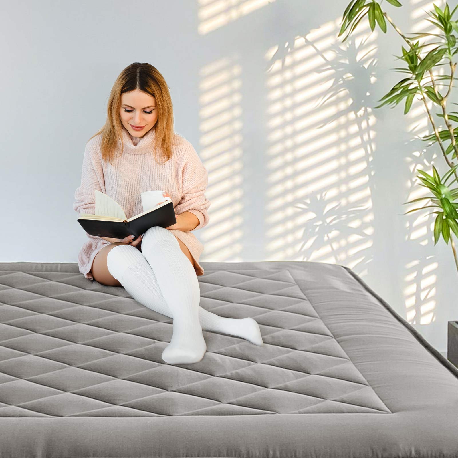MAXYOYO 6-Inch Extra Thick Japanese Futon Mattress - Premium Diamond Quilted Floor Bed for Bedroom, Guest Room & Small Spaces - Dark Grey - Ideal for Apartments, Dorms & Minimalist Living