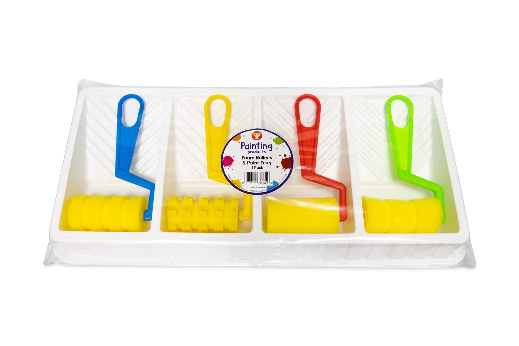 Hygloss Kids Paint Roller Set - 4 Unique Foam Rollers for Creative Art Projects, Includes Paint Tray & Brush Set - Fun Painting Sponges for Toddlers & Children - Perfect for DIY Crafts, Classroom Activities & Home Art Projects