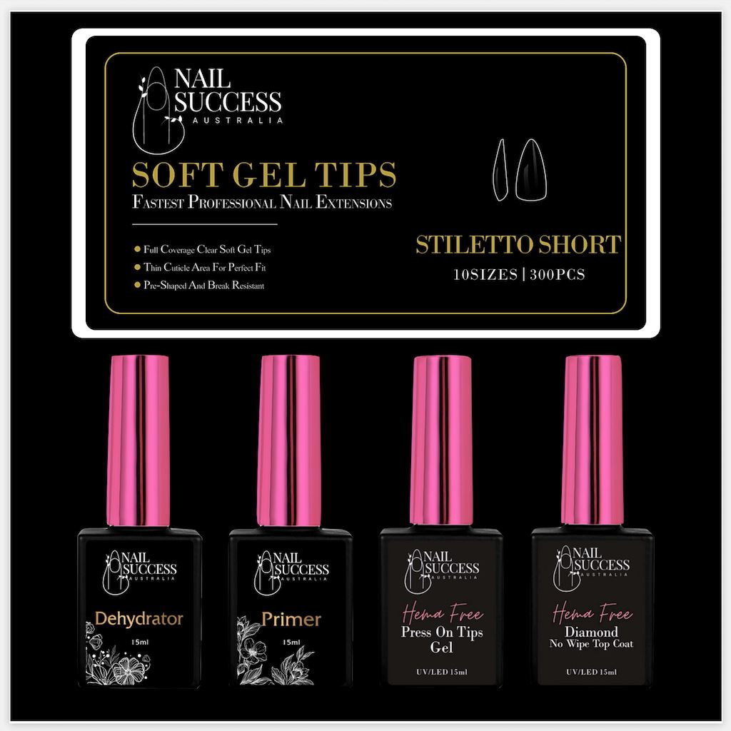 HEMA-Free Soft Gel Press On Nail Kit - Long Lasting Fake Nails with Glue - Perfect for Home Manicure, Parties & Special Occasions
