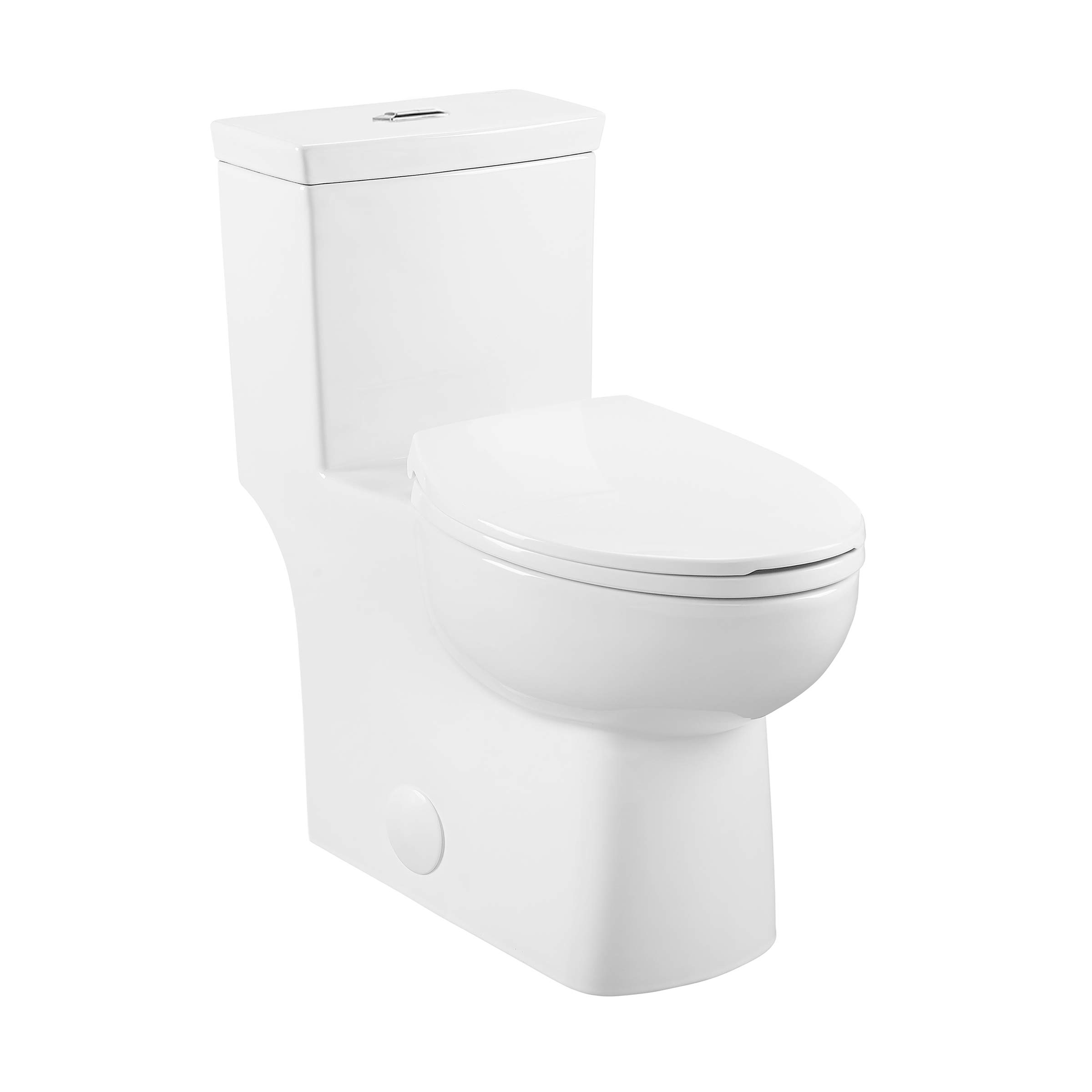 Swiss Madison SM-1T117 Classe One Piece Toilet - Modern ADA Compliant Elongated Bowl, Dual Flush 0.8/1.28 GPF, Glossy White - Perfect for Small Bathrooms & Water-Efficient Homes