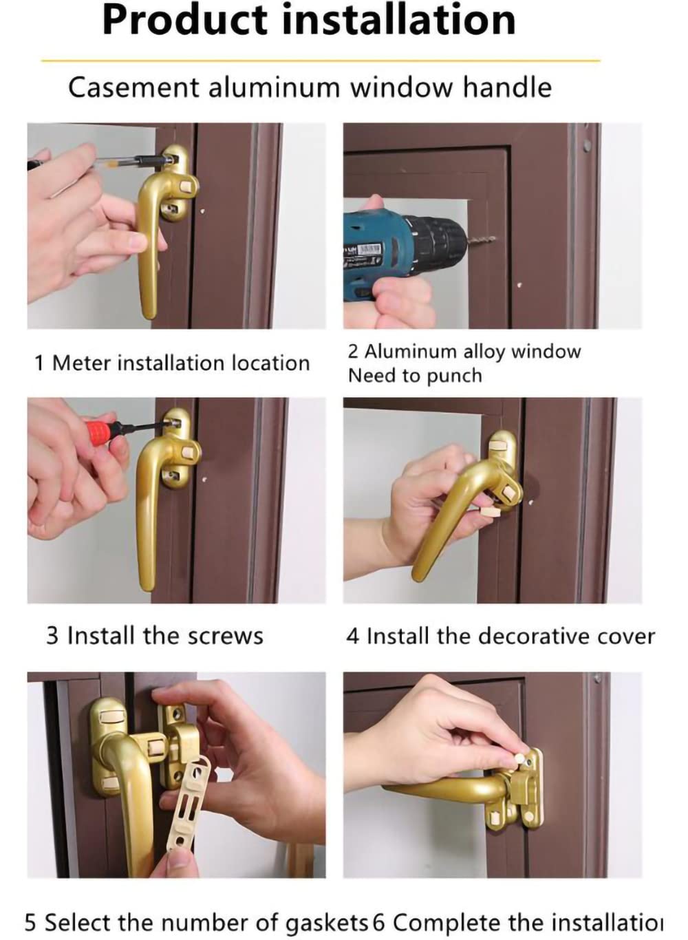 Premium Aluminum Alloy Window Handle - Sliding Door Handle for Interior/Exterior Use - Casement Window Wheel with Lock (White) | Perfect for Home, Office & Commercial Spaces
