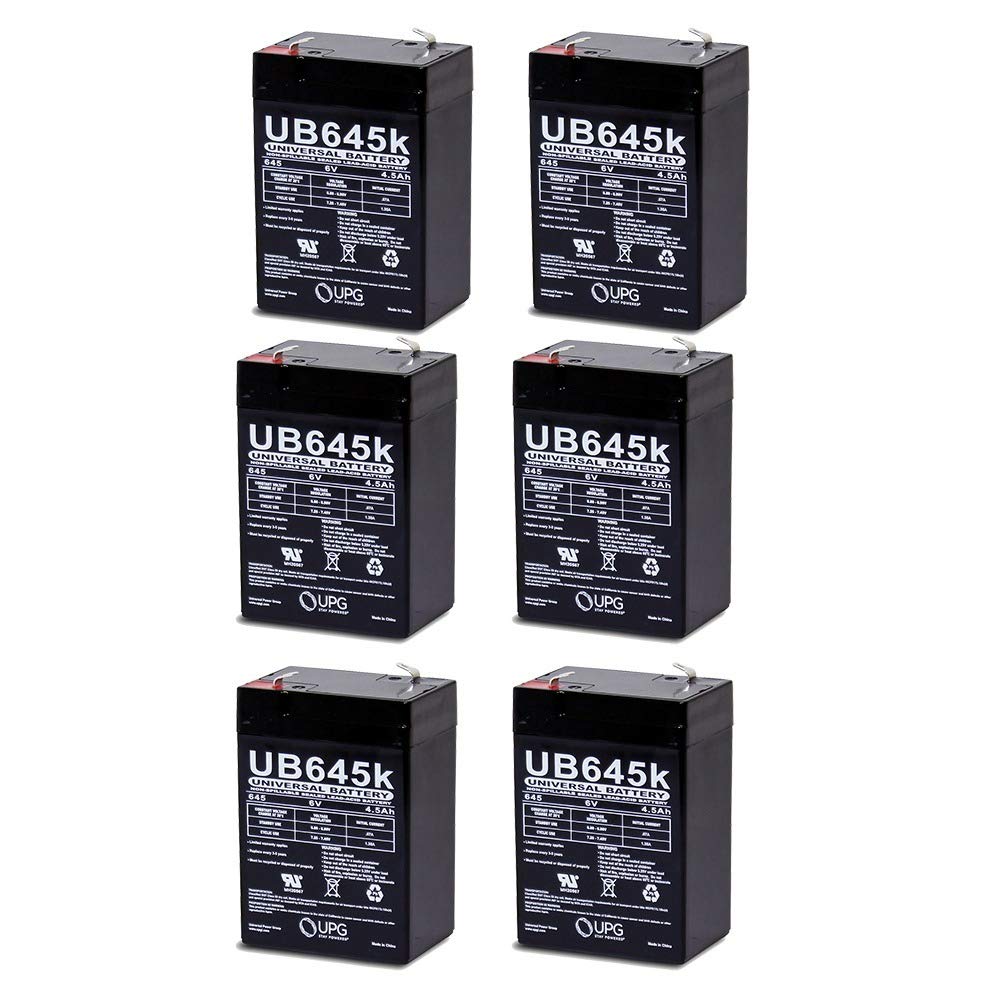 UPG UB645 Sealed Lead Acid Battery 12V 6V Rechargeable - 6 Pack for Solar Panels, Emergency Backup, UPS Systems & Power Wheels