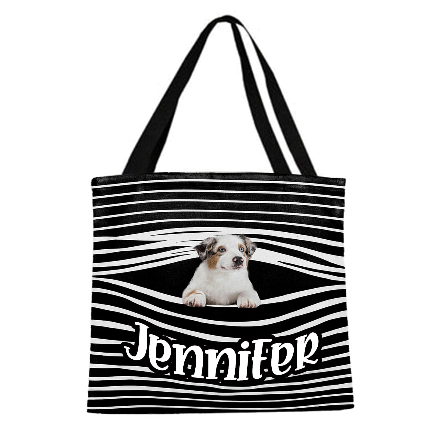 NAZENTI Custom Dog Lovers Tote Bag - Personalized Pet Themed Shoulder Bag for Women, Reusable Grocery Shopping Tote - Perfect Gift for Dog Owners, Beach Day, Farmers Market & Work Commute