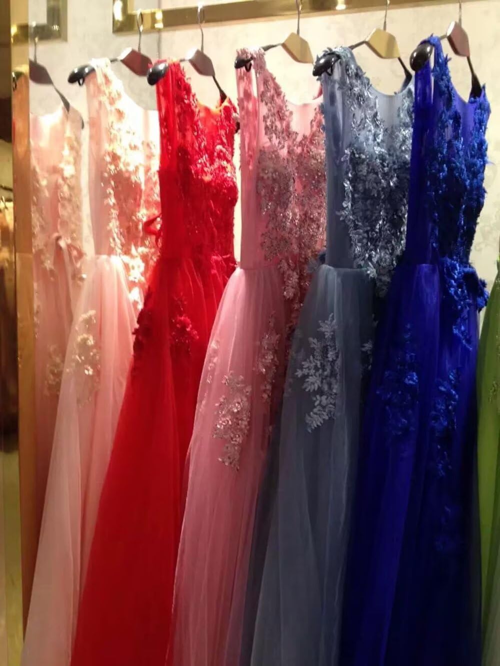 Beautyoung Women's Lace Applique Prom Gown A-Line Bridesmaid Dress Tulle Formal Evening Dress for Wedding Party, Homecoming Dance, Quinceañera & Special Occasions
