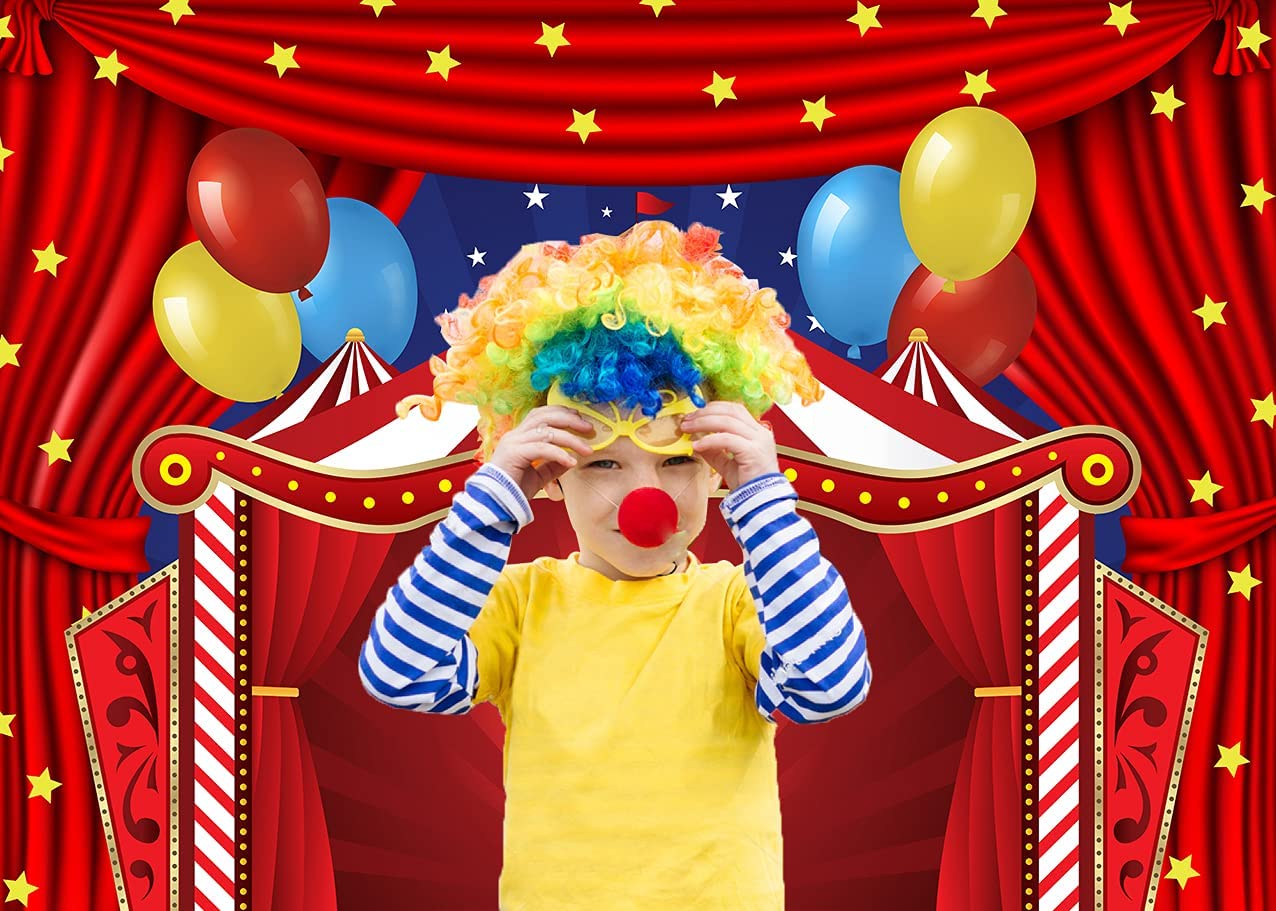 Red Circus Carnival Backdrop - Stars Photography Background for Birthday Parties & Baby Showers