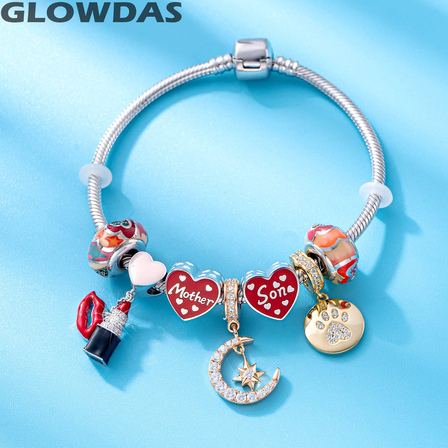 925 Sterling Silver Heart Beads Charms - Mum Dad Daughter Son Grandma Nana Godmother Sister Wife Husband - Perfect for European Bracelets | Thoughtful Gifts for Mother's Day, Family, Lovers & Friends | Ideal for Anniversaries, Birthdays & Special Occasions