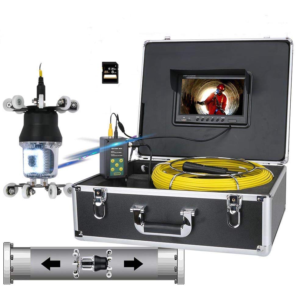Professional DVR Recorder Pipe Inspection Camera - 38 LED 360° Rotating Sewer Drain Endoscope with 9 Inch Monitor & Cable | Industrial Pipeline Inspection, Plumbing Maintenance, HVAC Repair Tool