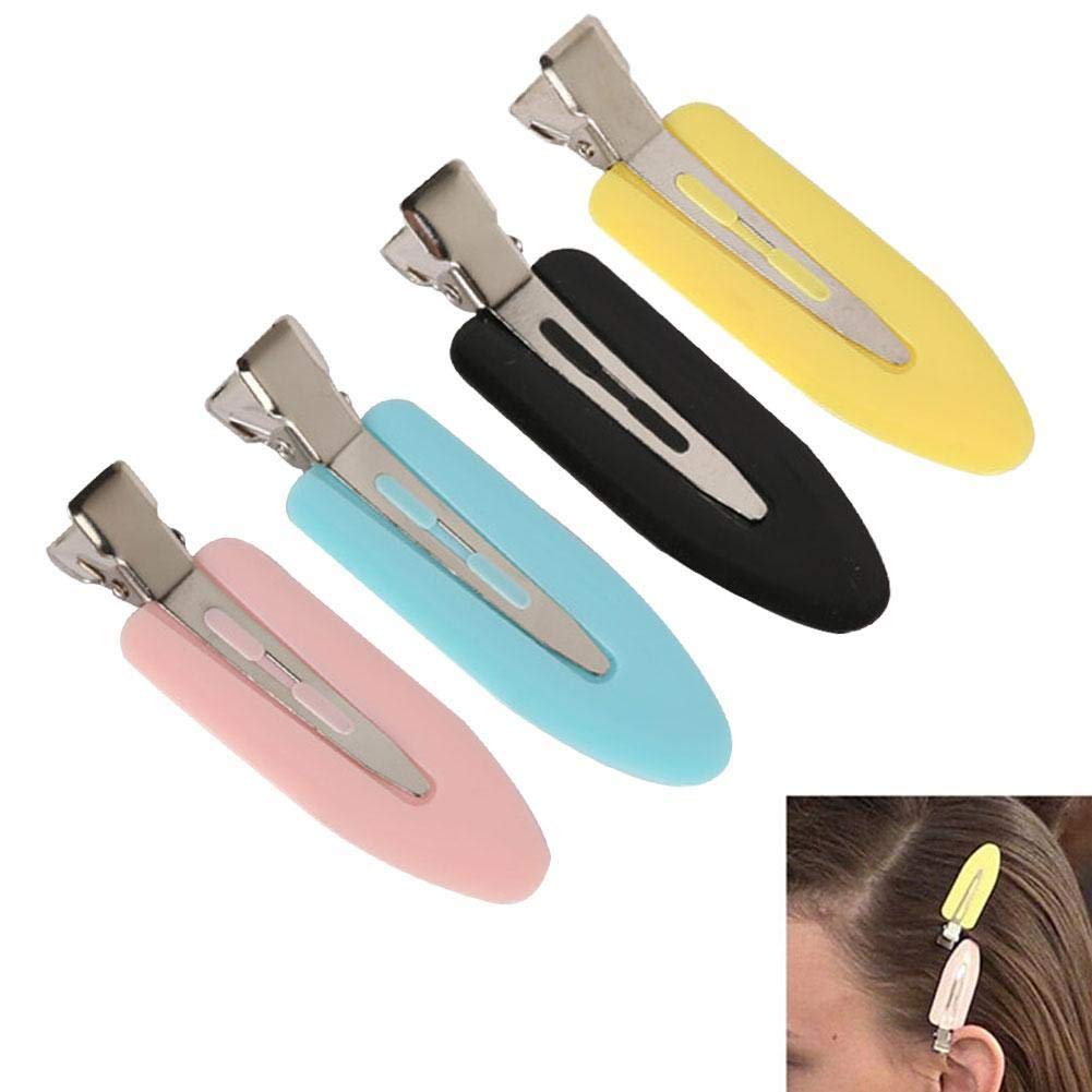 4 Pcs No Bend Hair Clips - Seamless Leaf Barrettes for Curly Hair, Bangs & Sectioning - No Mark No Crease Hair Styling Tools for Makeup & Hairstyling - Perfect for Salon, Home Use & Travel