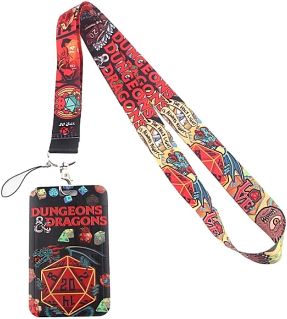 Dungeons & Dragons Themed Lanyard with ID Holder & Keychain - Perfect for Gaming Conventions, Cosplay, and Fantasy Enthusiasts