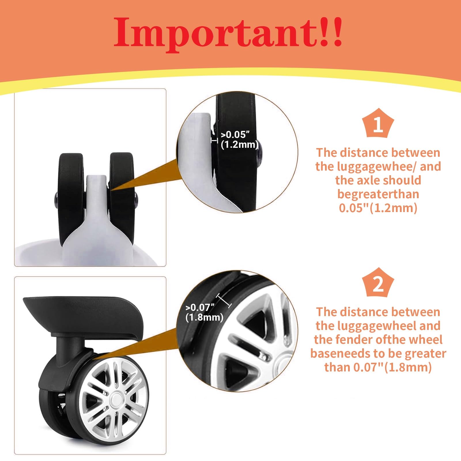 Durable Silicone Luggage Wheel Covers for Carry-On Suitcases - Shock Absorption & Noise Reduction Protectors (Orange) | Perfect for Travel, Airports & Smooth Rolling