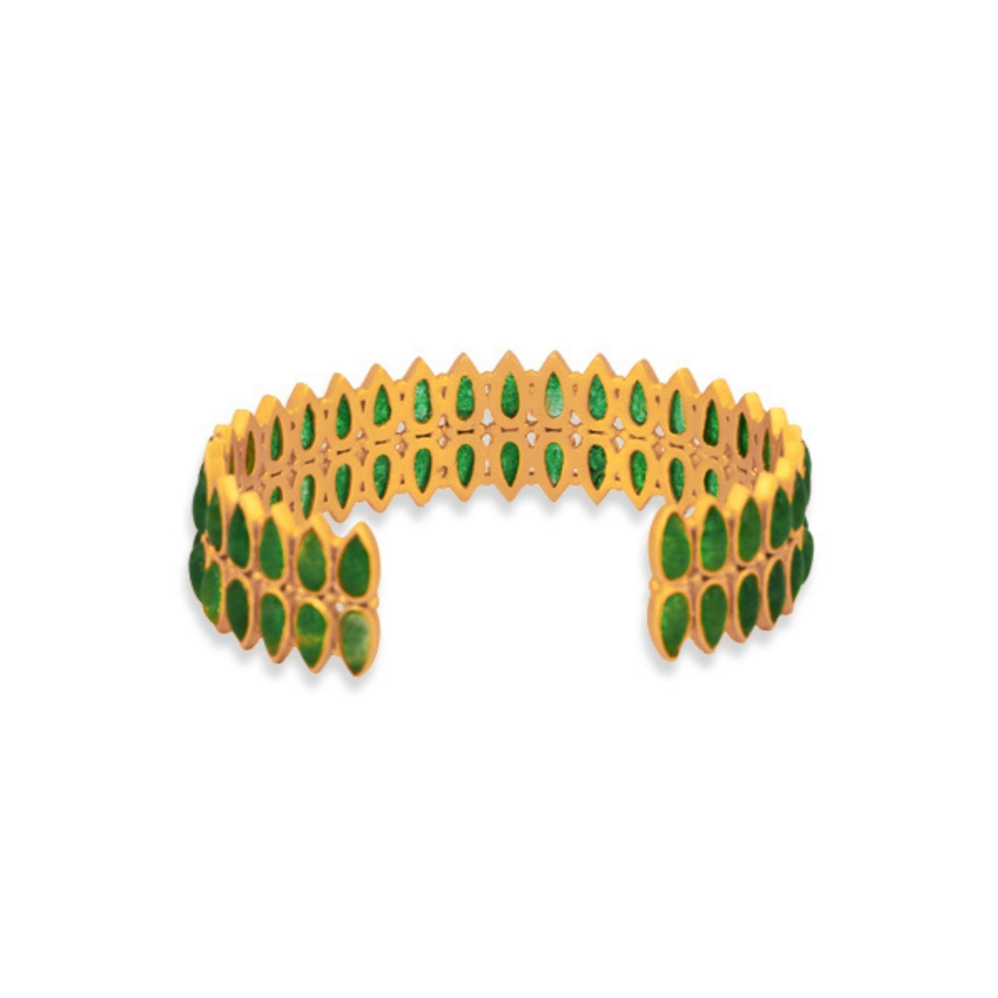 Tucson Cuff Bracelet - Genuine Green Strawberry Quartz Beaded Jewelry for Women | Perfect for Boho Style, Gift Giving & Everyday Wear
